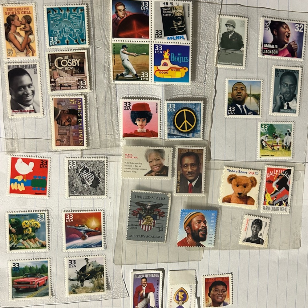 Nostalgia Forever Stamps (32). 29 laminated. Three not laminated.